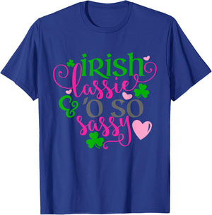 Girls St Patricks Day Shamrock Irish Lassie Oh So Sassy Kids T-Shirt - T-Shirt | Royal