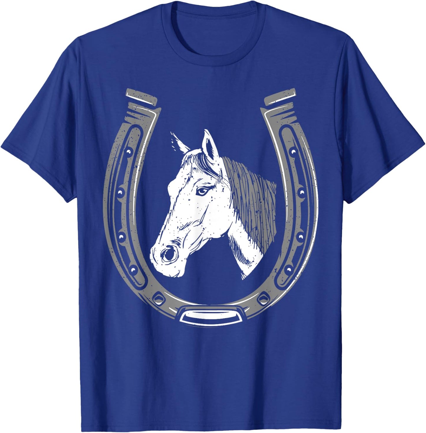 Horse Riding - Horse Head With Horseshoe T-Shirt - T-Shirt | Royal