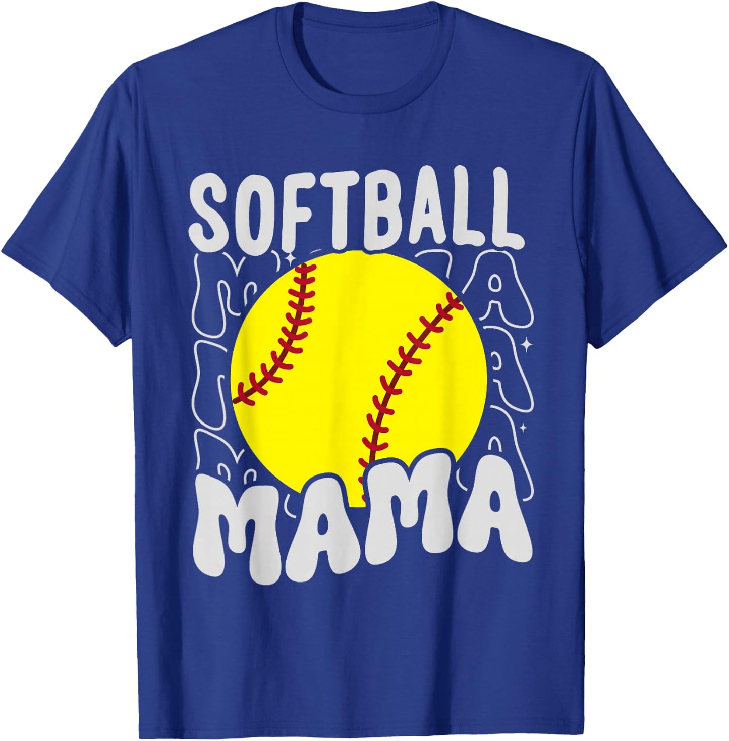 Groovy Softball Mama Softball Daughters Game Mothers Day T-Shirt - T-Shirt | Royal