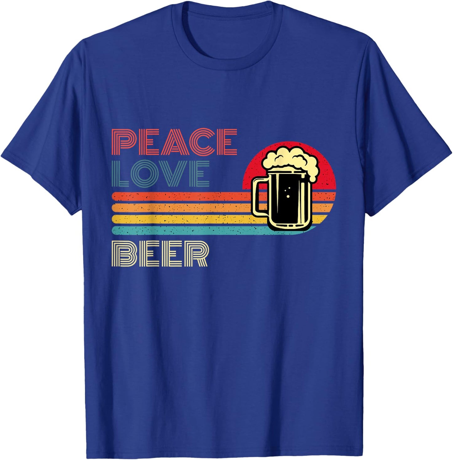 Peace Love Beer - Retro Sunset Bartender Brewers Drinkers T-Shirt - T-Shirt | Royal