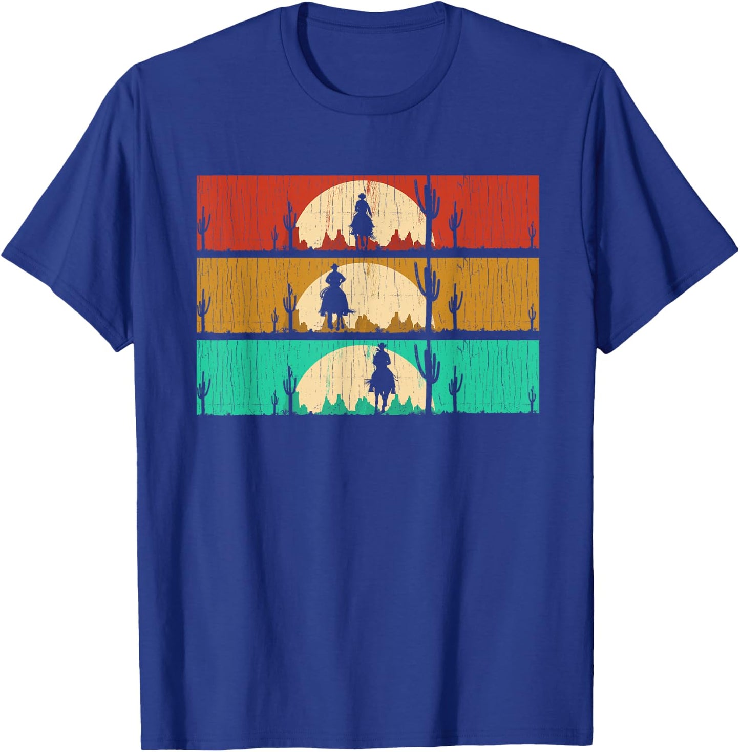 Retro Texas Rodeo Western Horseback Riding Line Dance Cowboy T-Shirt - T-Shirt | Royal