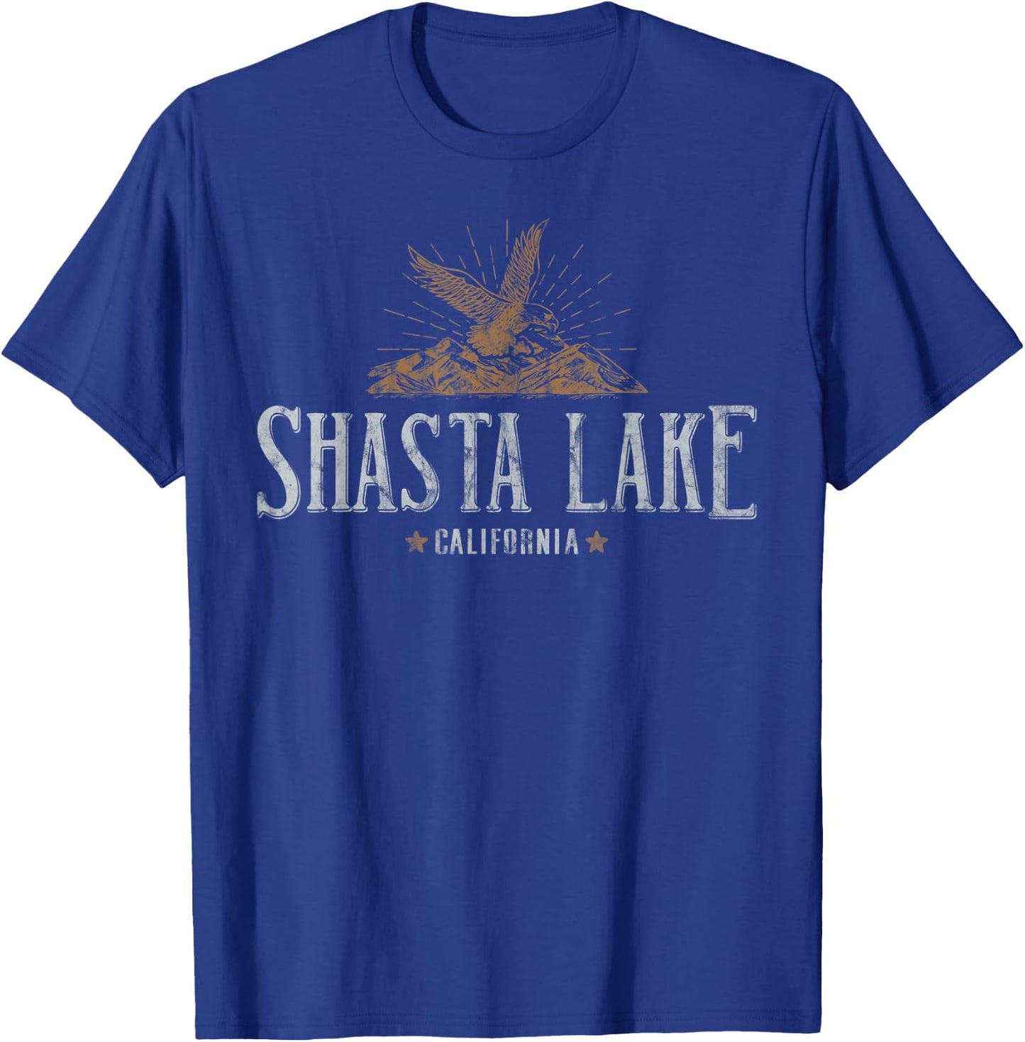 Shasta Lake California Mountains Camp Hiking Eagle Vintage T-Shirt - T-Shirt | Royal