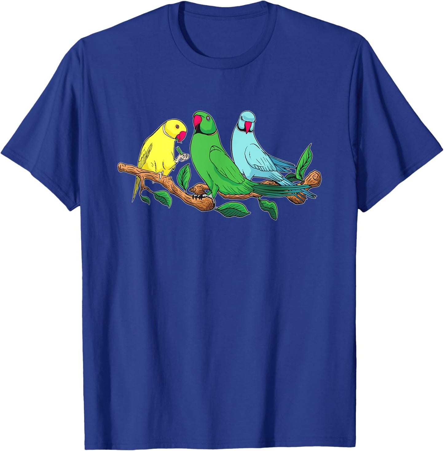 Three Indian Ringneck Parrots Ringnecked Parakeet Parrot T-Shirt - T-Shirt | Royal