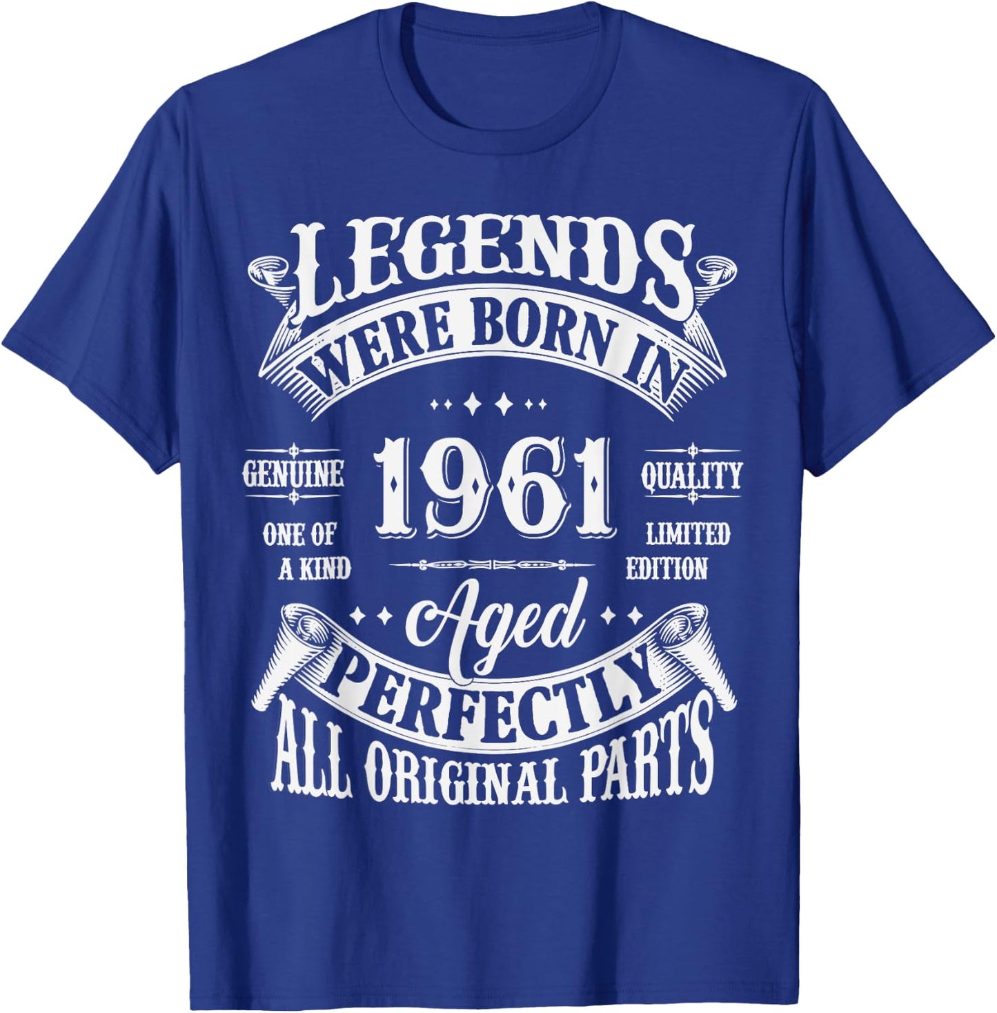64th Birthday 64 Years Old Vintage Legends Born In 1961 T-Shirt - T-Shirt | Royal