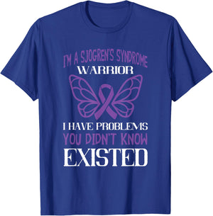 Dry Mouth Eye Glands SS Sjogrens Disorder Sjogrens Syndrome Awareness I Have Problems Violet Ribbon T-Shirt - T-Shirt | Royal