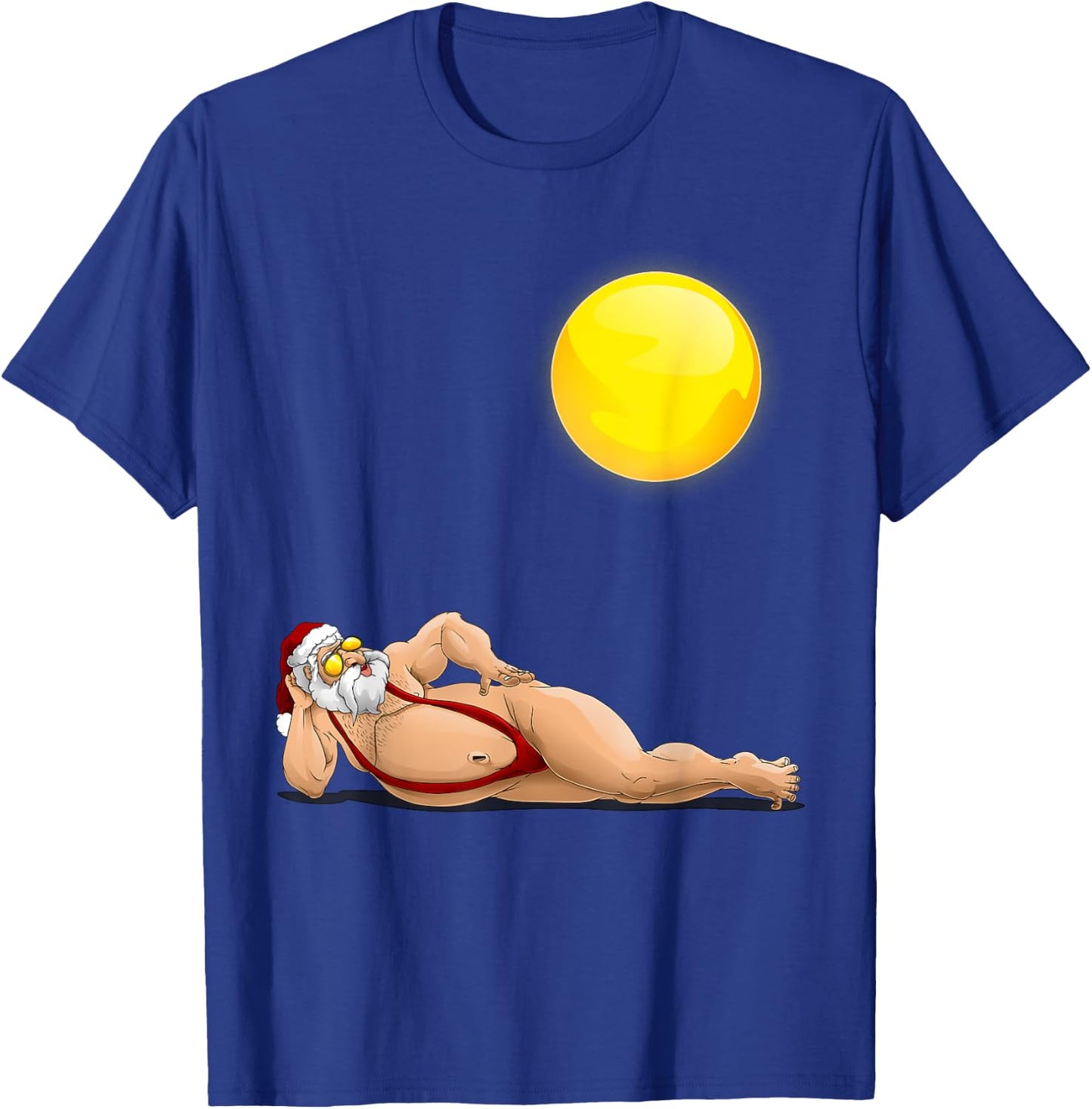 Funny Santa Sunbathing Red Mankini | Cool Beach Summer Gift T-Shirt - T-Shirt | Royal