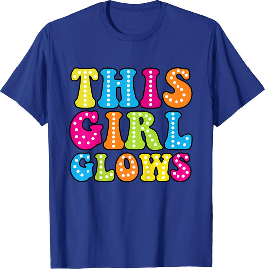 This Girl Glows Cute Vintage & Girls - Retro 80s T-Shirt - T-Shirt | Royal