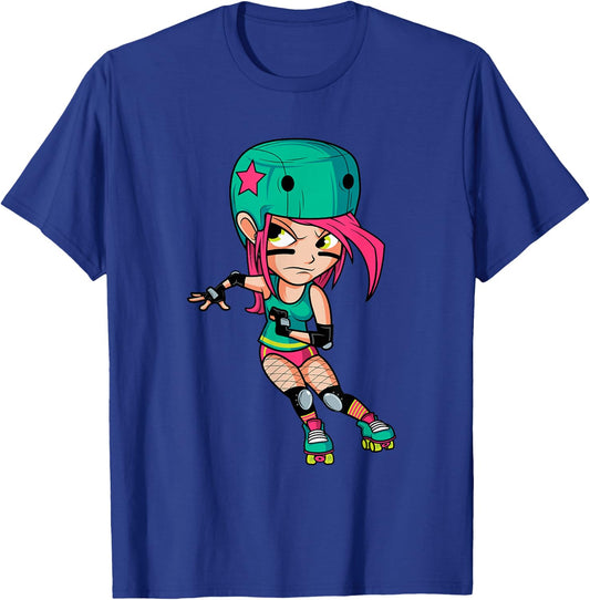 Funny Roller Derby Girl 70s 80s Skating Skater Women Gifts T-Shirt - T-Shirt | Royal