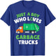 Just A Boy Who Loves Garbage Trucks Kids Toddler Baby 5T 4T T-Shirt - T-Shirt | Royal