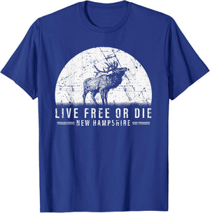 Live Free Or Die New Hampshire Nature Vintage Graphic T-Shirt - T-Shirt | Royal