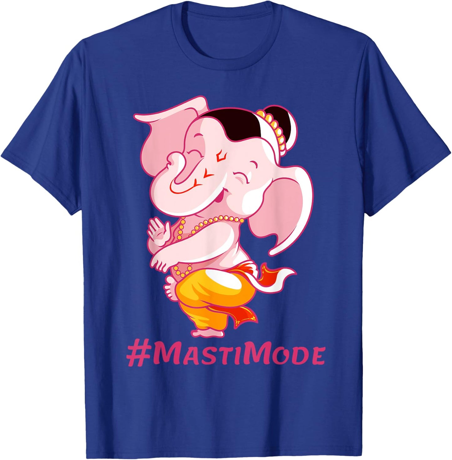 Dancing Lord Ganesha Image with Masti Mode Text T-Shirt - T-Shirt | Royal