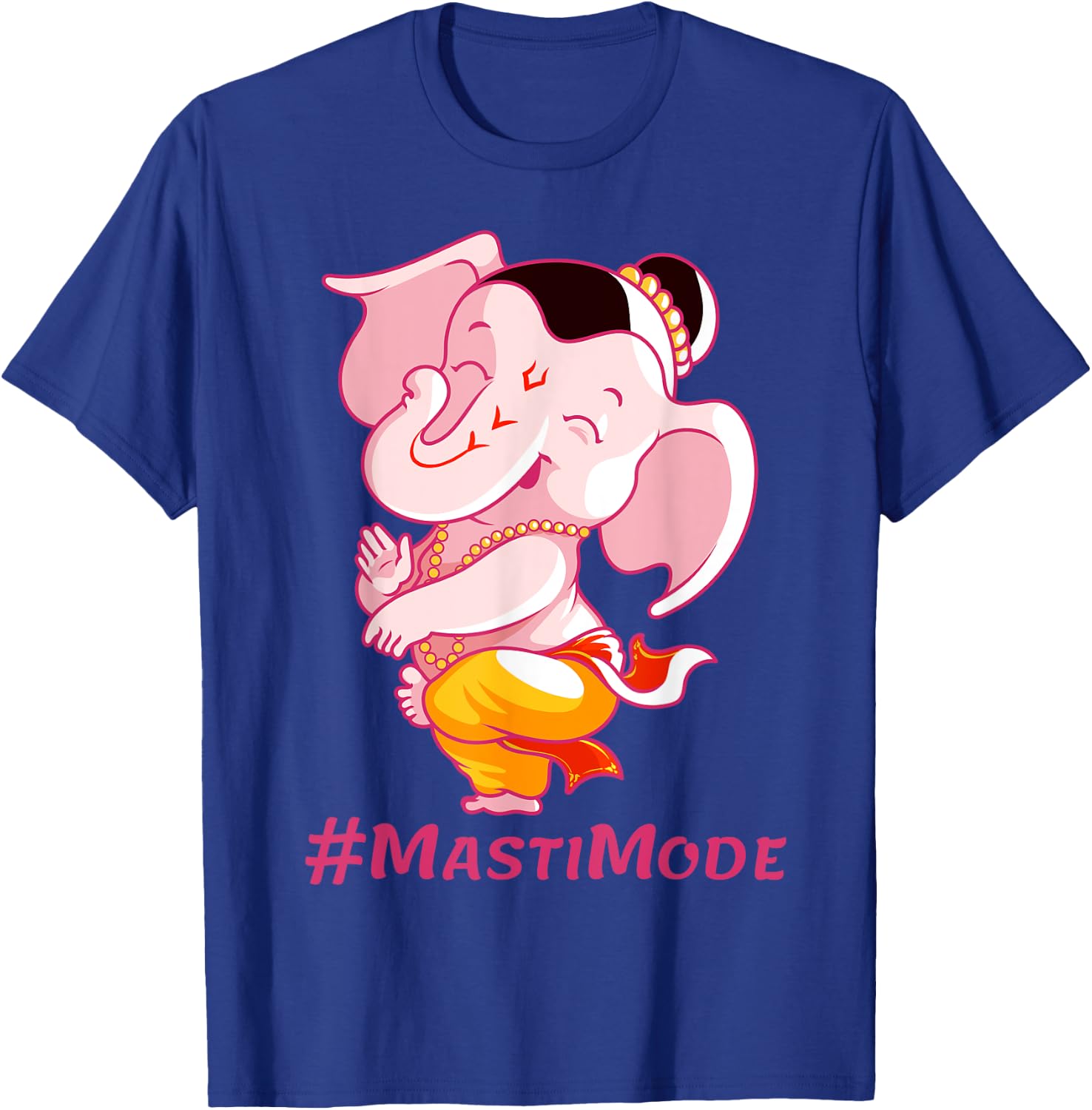 Dancing Lord Ganesha Image with Masti Mode Text T-Shirt - T-Shirt | Royal
