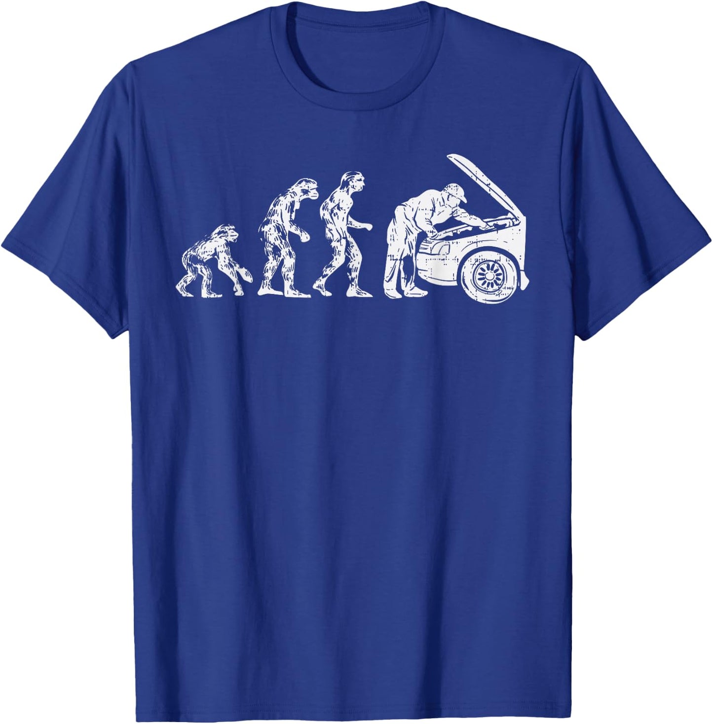 Human Evolution Car Mechanic Funny Automotive Dad Men Gift T-Shirt - T-Shirt | Royal