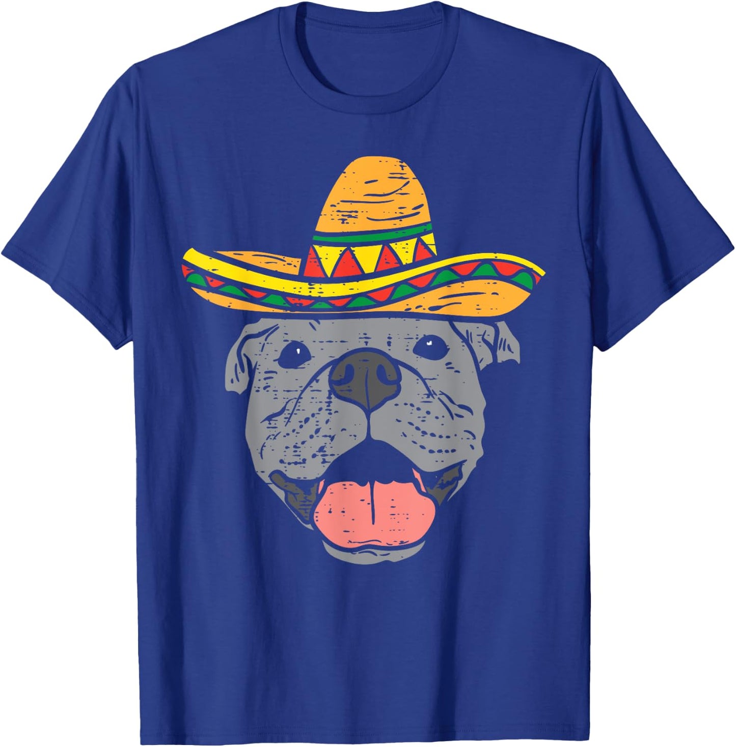 Pitbull Face Sombrero Cute Cinco De Mayo Mexican Pittie Dog Men Women Kids T-Shirt - T-Shirt | Royal