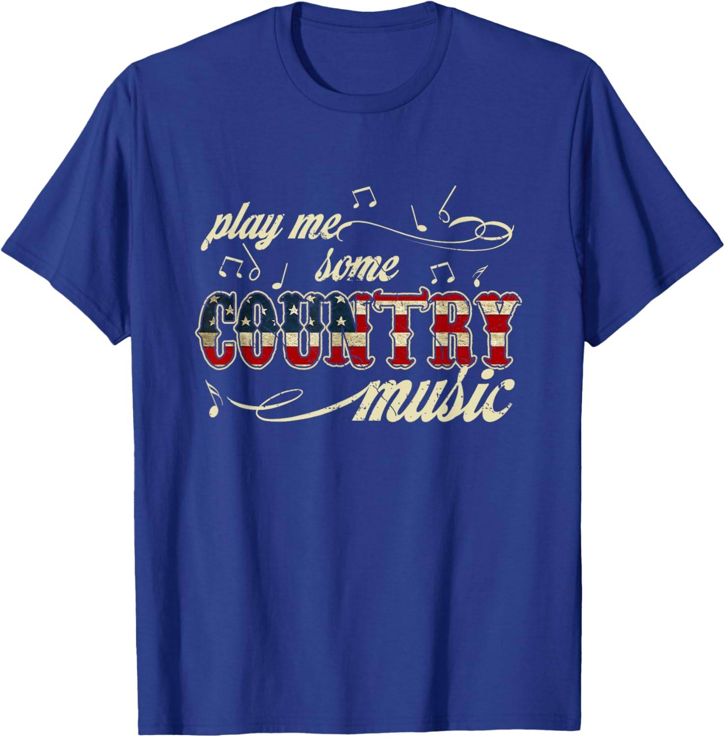 Play Me Some Country Music Western Festival American Flag T-Shirt - T-Shirt | Royal