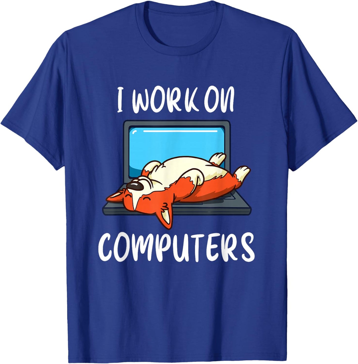 Funny Corgi Programmer Coding Shirt Work From Home Tech Gift T-Shirt - T-Shirt | Royal