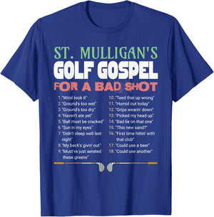 Funny Golf St.Mulligan's Excuses For a Bad Shot Funny Golfer T-Shirt - T-Shirt | Royal