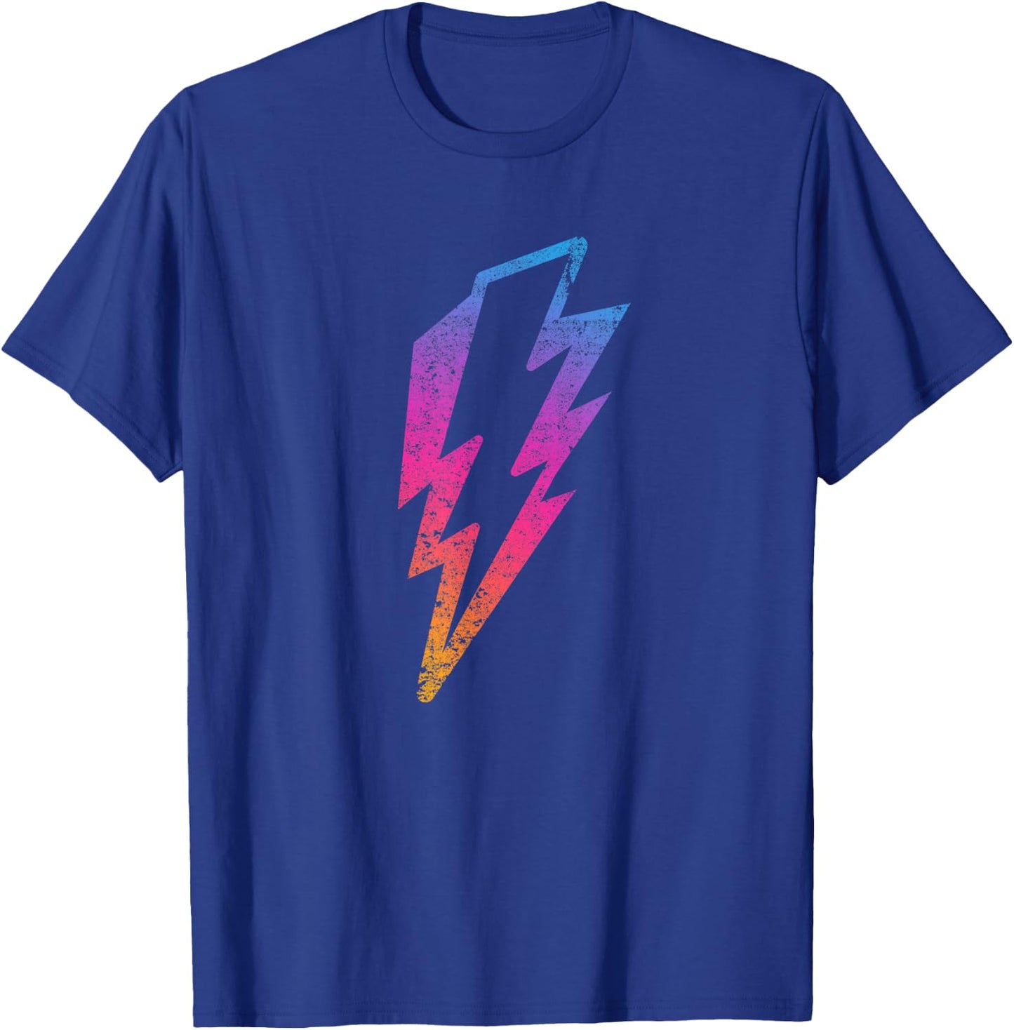 Multicolor Lightnings Powerful Distressed Bolts T-Shirt - T-Shirt | Royal