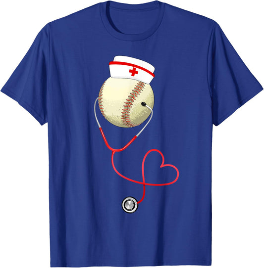 Baseball Nursing Funny For Nurse's Day Sports Medical Lover T-Shirt - T-Shirt | Royal