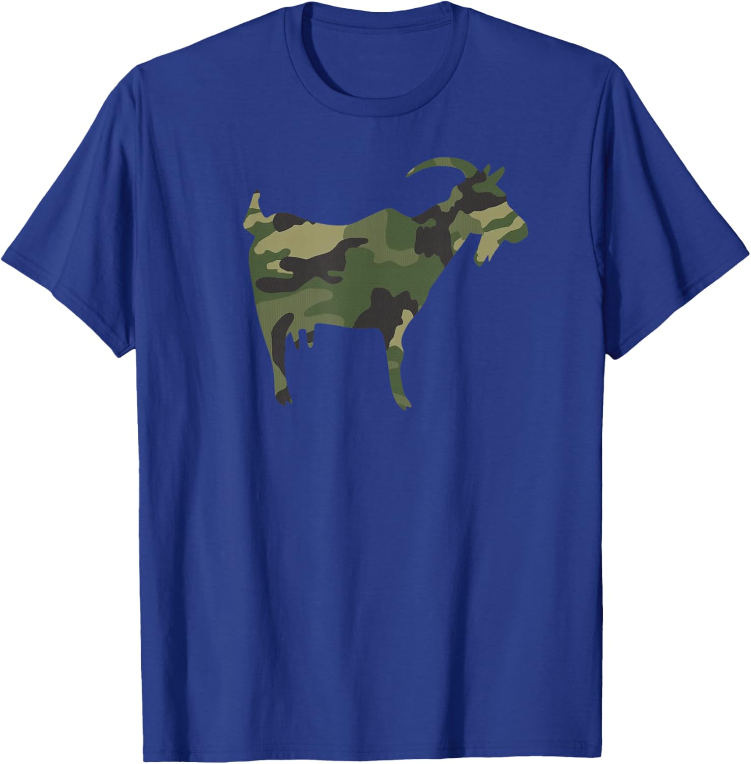 Camo Goat Funny Camouflage Pattern Army Colours Farm T-Shirt - T-Shirt | Royal