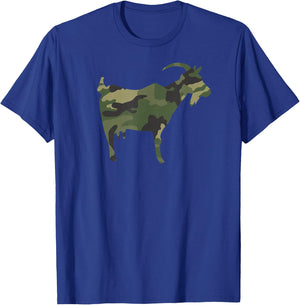 Camo Goat Funny Camouflage Pattern Army Colours Farm T-Shirt - T-Shirt | Royal
