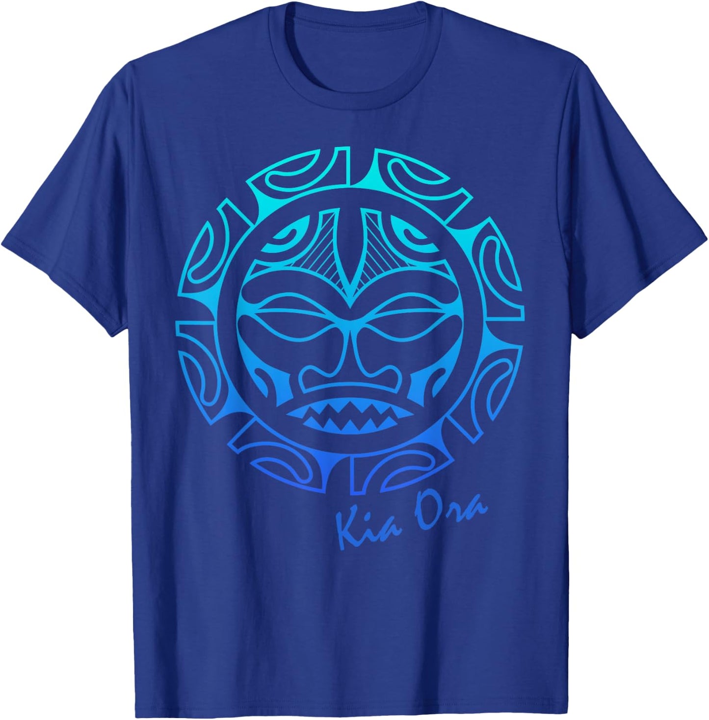 Culture Face Symbol Blue, Haka Kia Ora Dance New Zealand T-Shirt - T-Shirt | Royal