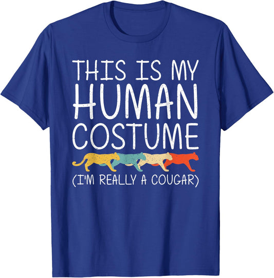 Cougar Halloween Human Costume Puma Animal Easy DIY Gift T-Shirt - T-Shirt | Royal