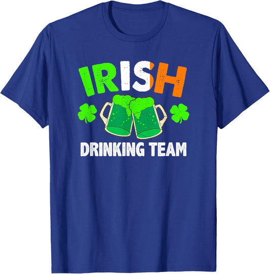 Irish Drinking Team Funny St Patrick's Day Ireland Flag Beer T-Shirt - T-Shirt | Royal