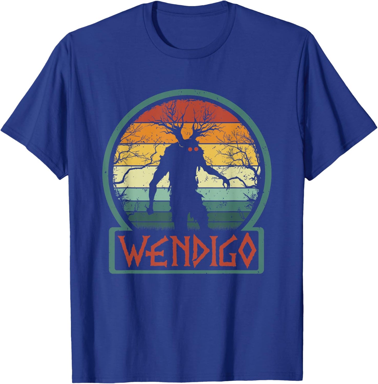 Retro Wendigo - Cool Vintage Skinwalker Cryptid Monster T-Shirt - T-Shirt | Royal