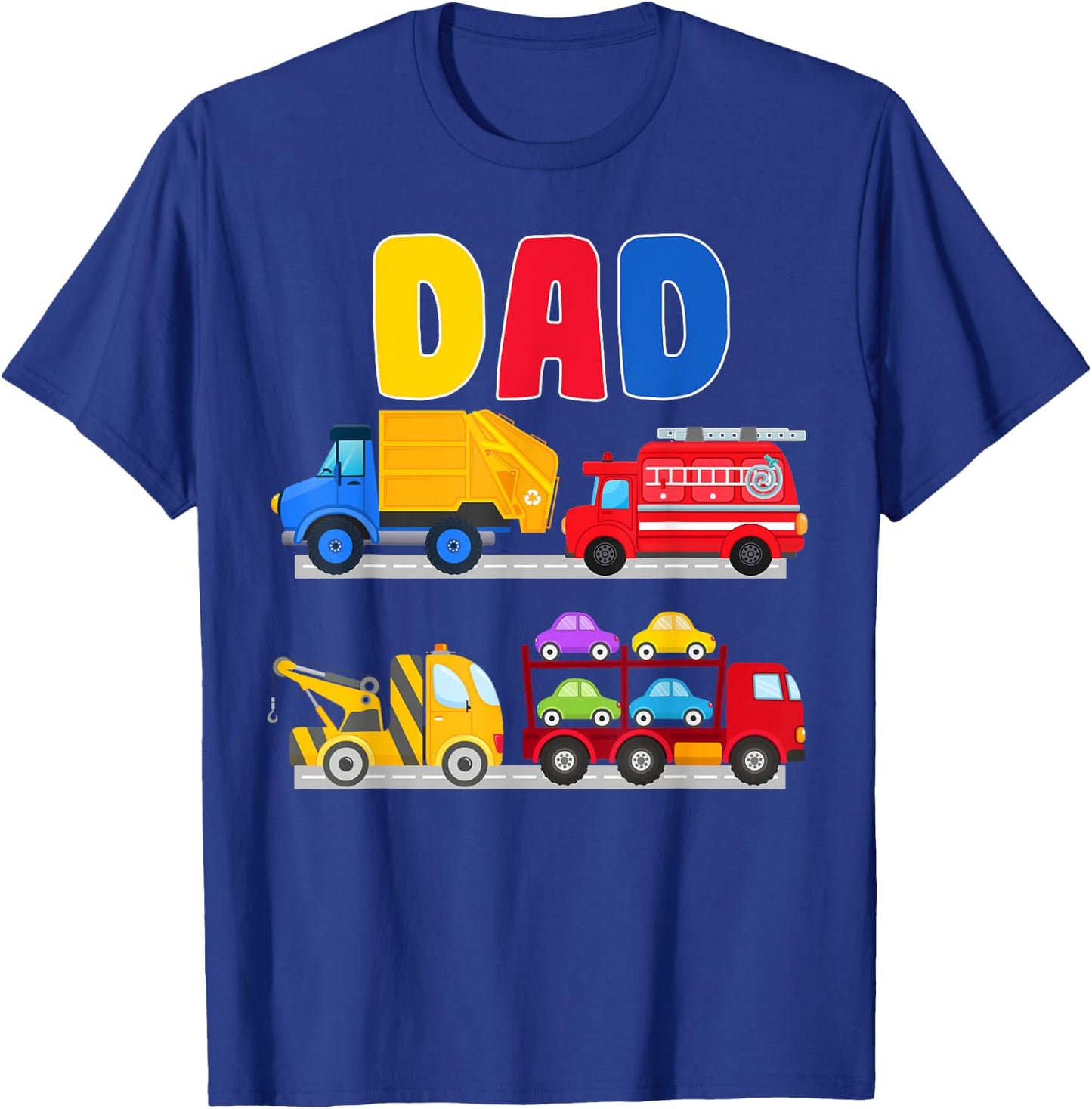 Dad of the Birthday Boy Transportation Vehicles Trucks Cars T-Shirt - T-Shirt | Royal