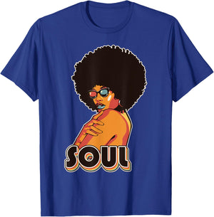 Artsy Funk Vintage 70s Costume Afro Soul Music Fan T-Shirt - T-Shirt | Royal