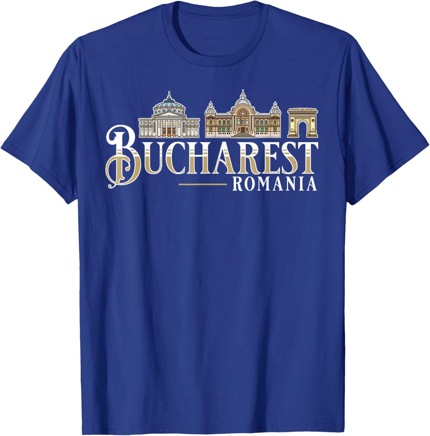 Bucharest Romania City Skyline Map Travel T-Shirt - T-Shirt | Royal