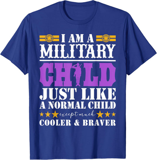 I Am A Military Child Purple Up For Military Child Month T-Shirt - T-Shirt | Royal