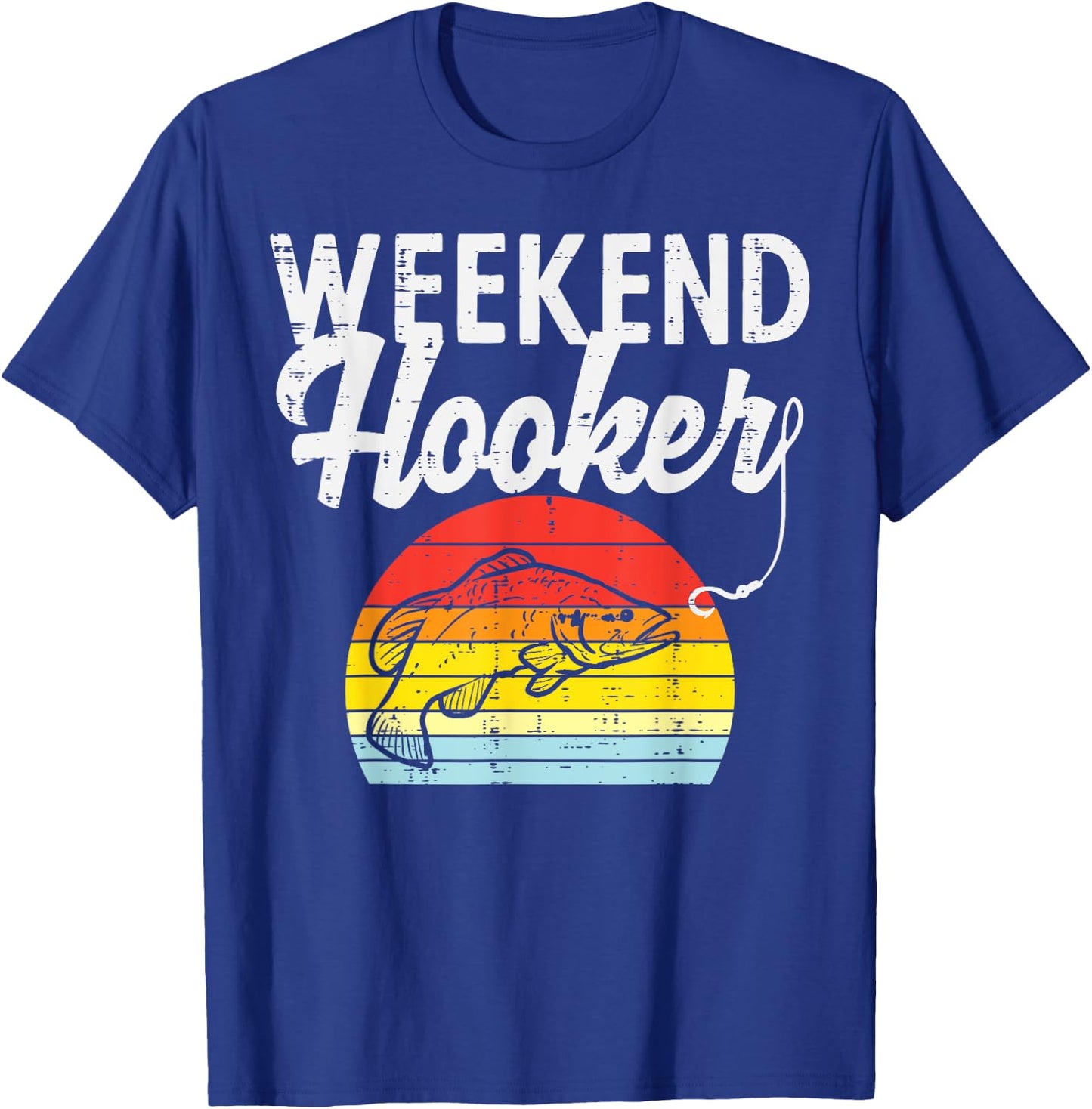 Weekend Hook Retro Bass Fish Fishing Fisherman Men Gift T-Shirt - T-Shirt | Royal
