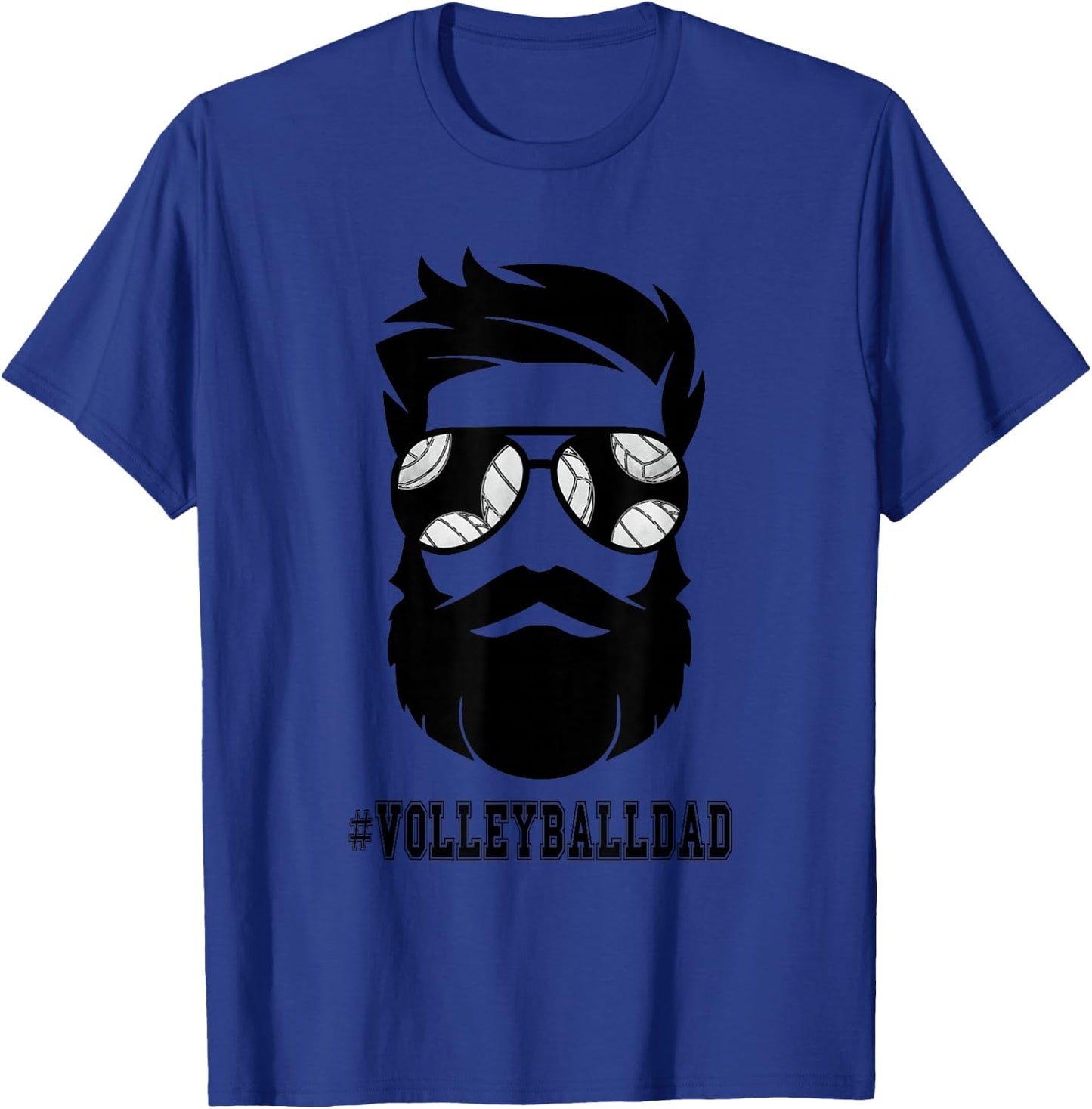 Volleyball Dad With Beard And Cool Sunglasses T-Shirt - T-Shirt | Royal