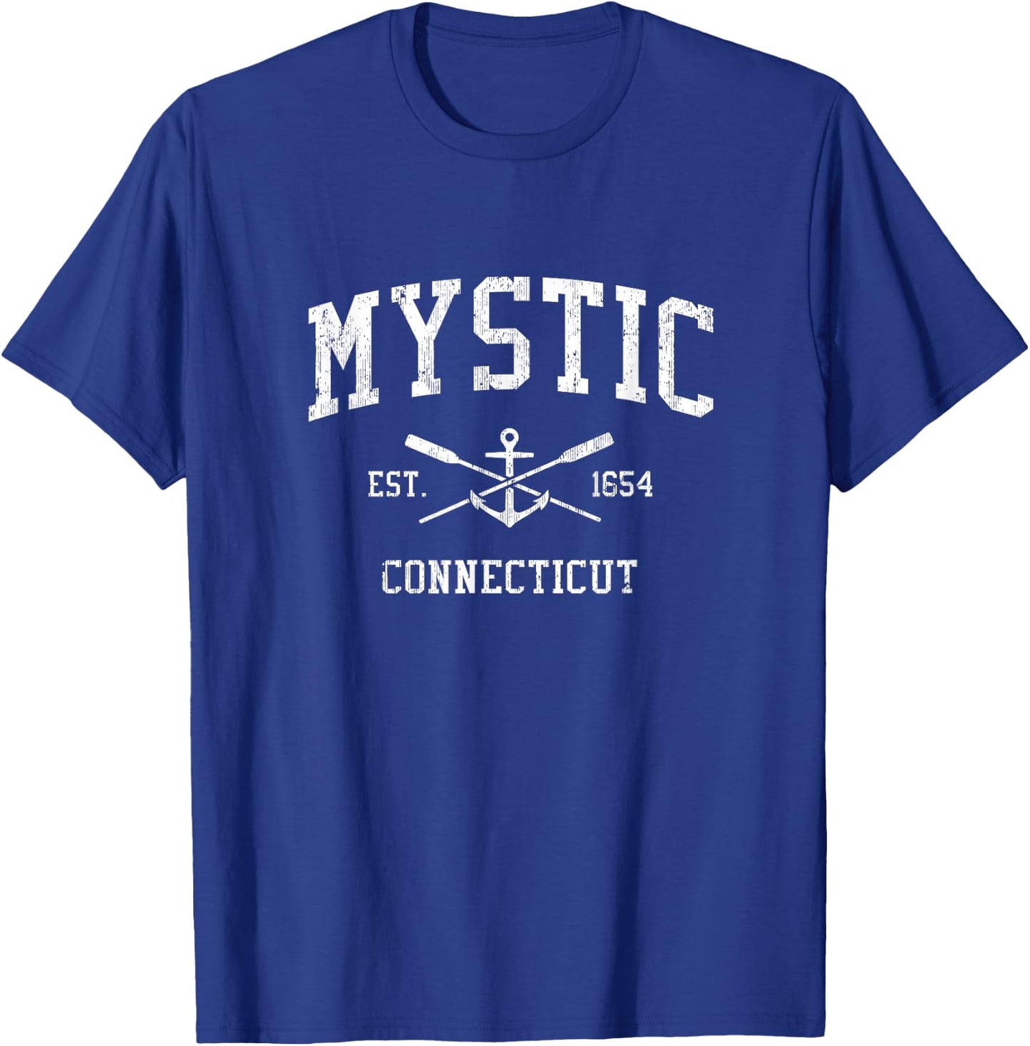 Mystic CT Vintage Crossed Oars & Boat Anchor Sports T-Shirt - T-Shirt | Royal