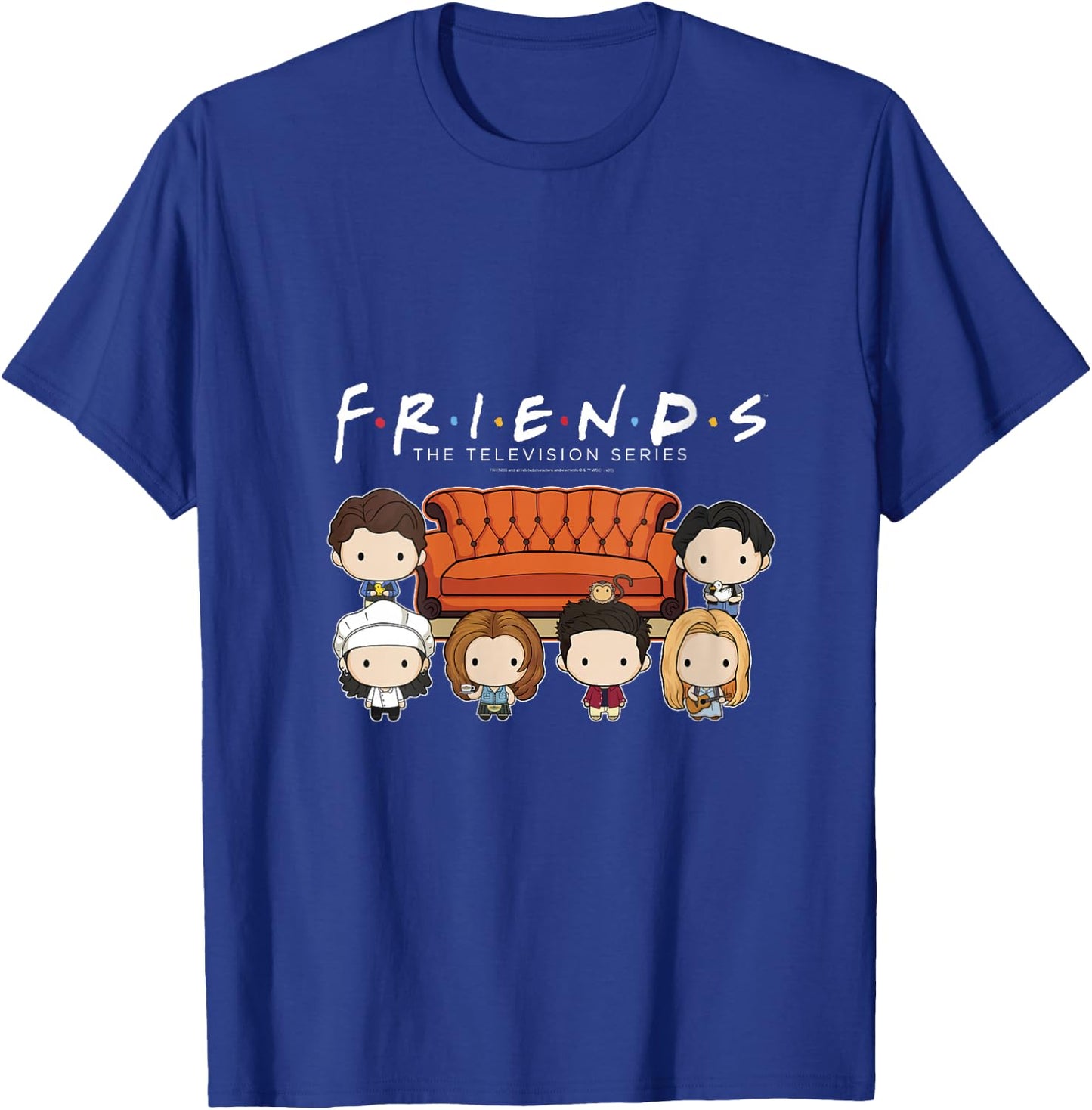 Friends Chibi Characters Central Perk Coffee Shop Group Shot V-Neck T-Shirt - T-Shirt | Royal