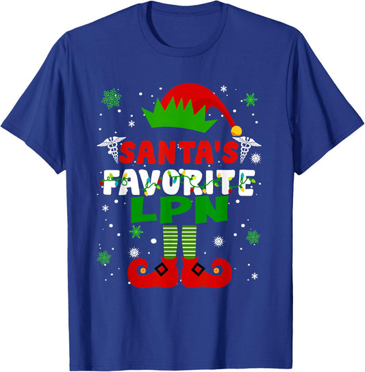 Santa's Favorite LPN Funny Christmas Gifts T-Shirt - T-Shirt | Royal