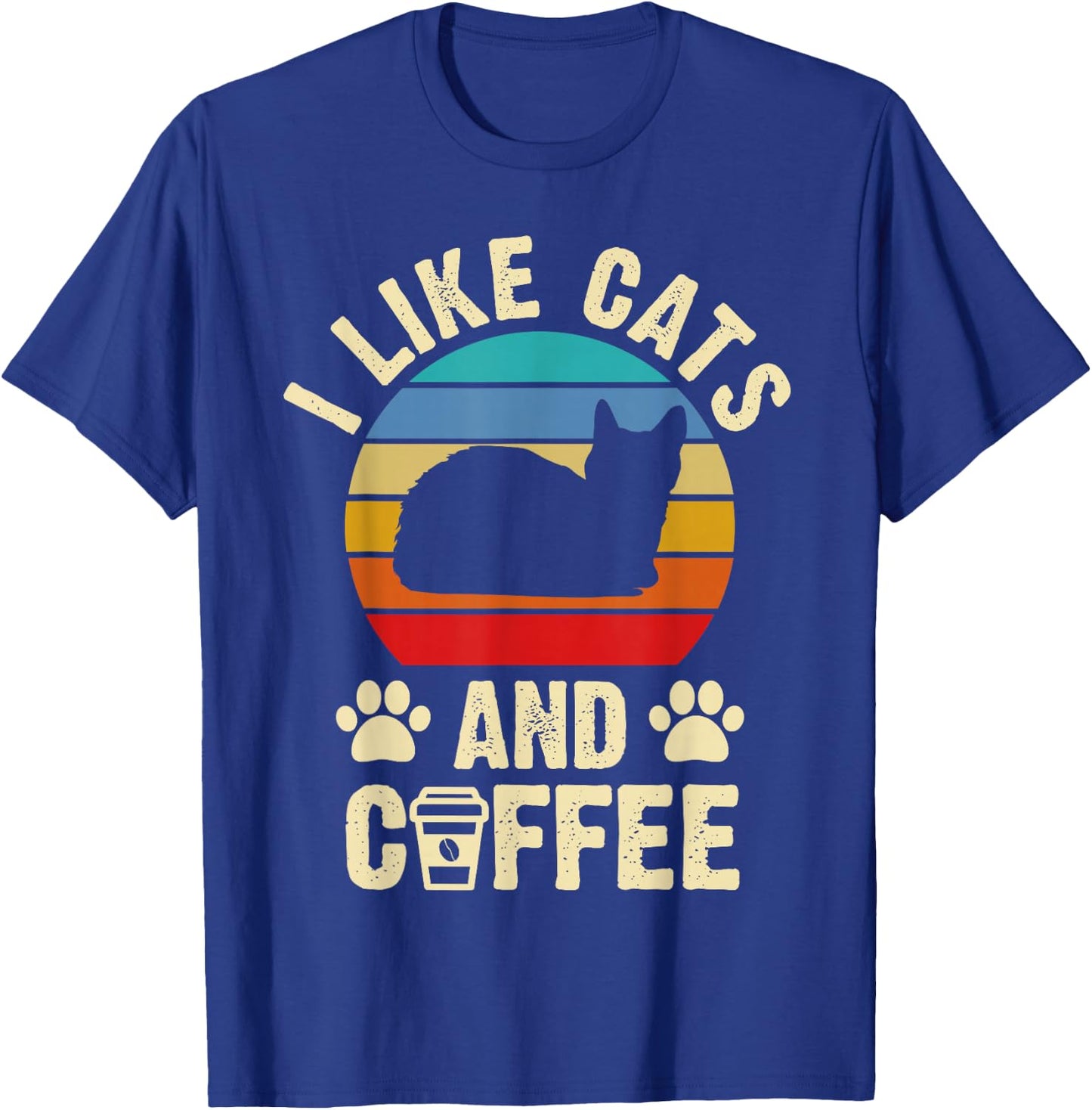 I like Cats & Coffee Funny vintage Kitten theme lover T-Shirt - T-Shirt | Royal