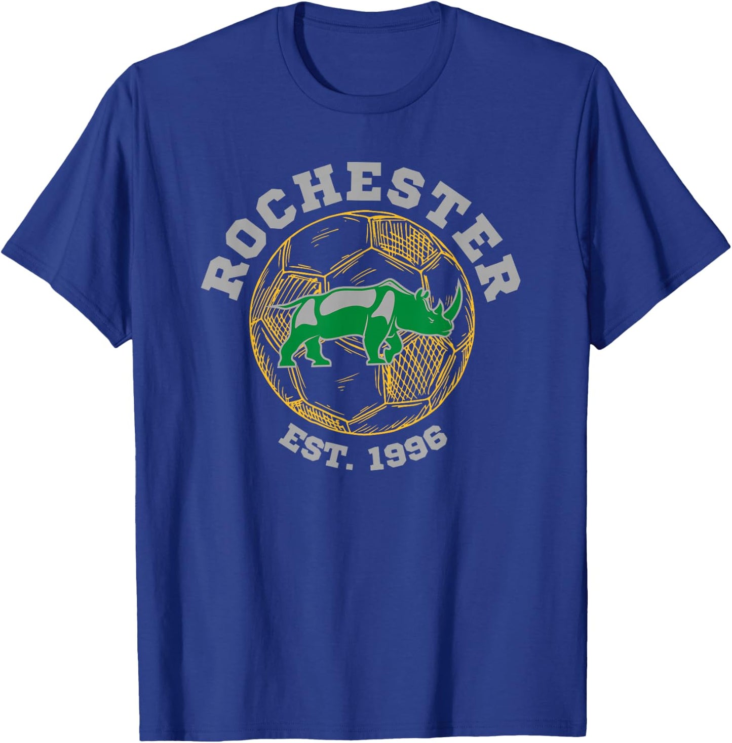 Rochester Soccer Est 1996 Sports Team Athletic Novelty Rhino T-Shirt - T-Shirt | Royal