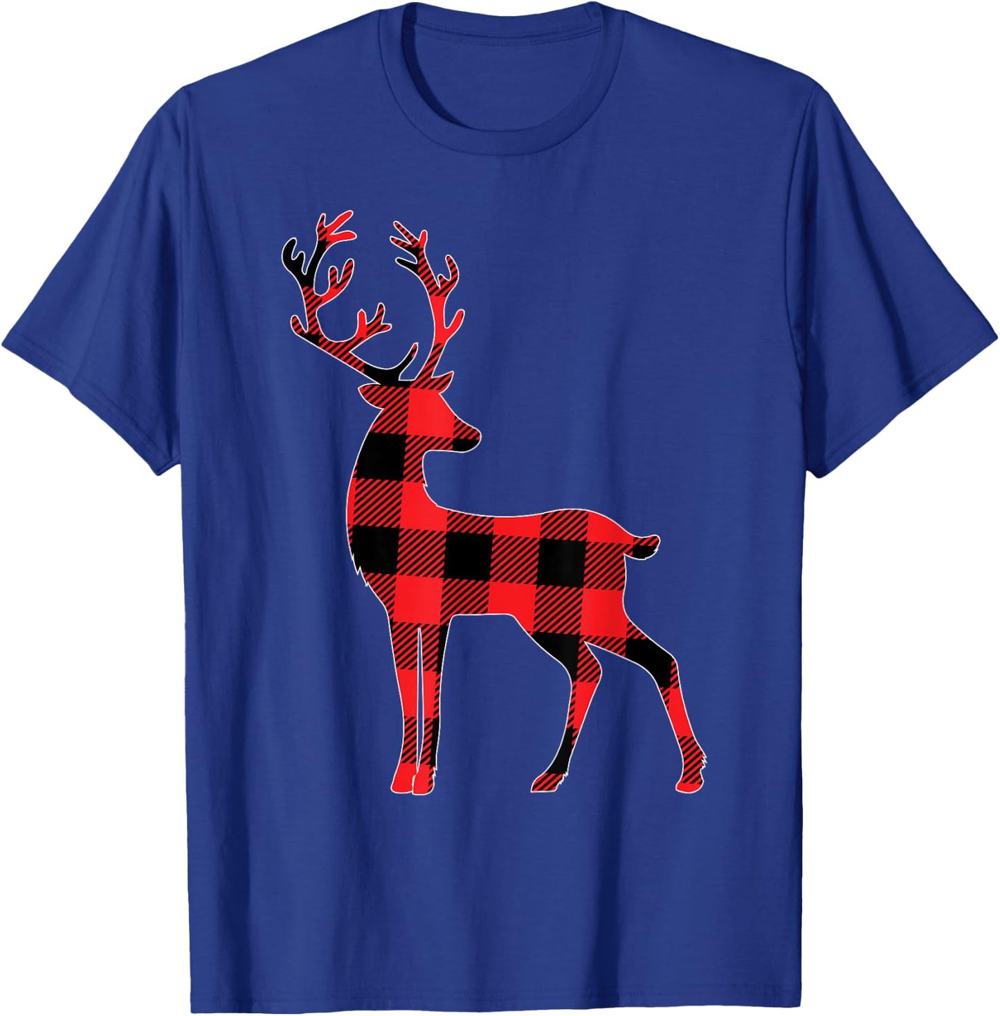 Red Plaid Reindeer Deer Christmas Buffalo Family Pajama T-Shirt - T-Shirt | Royal