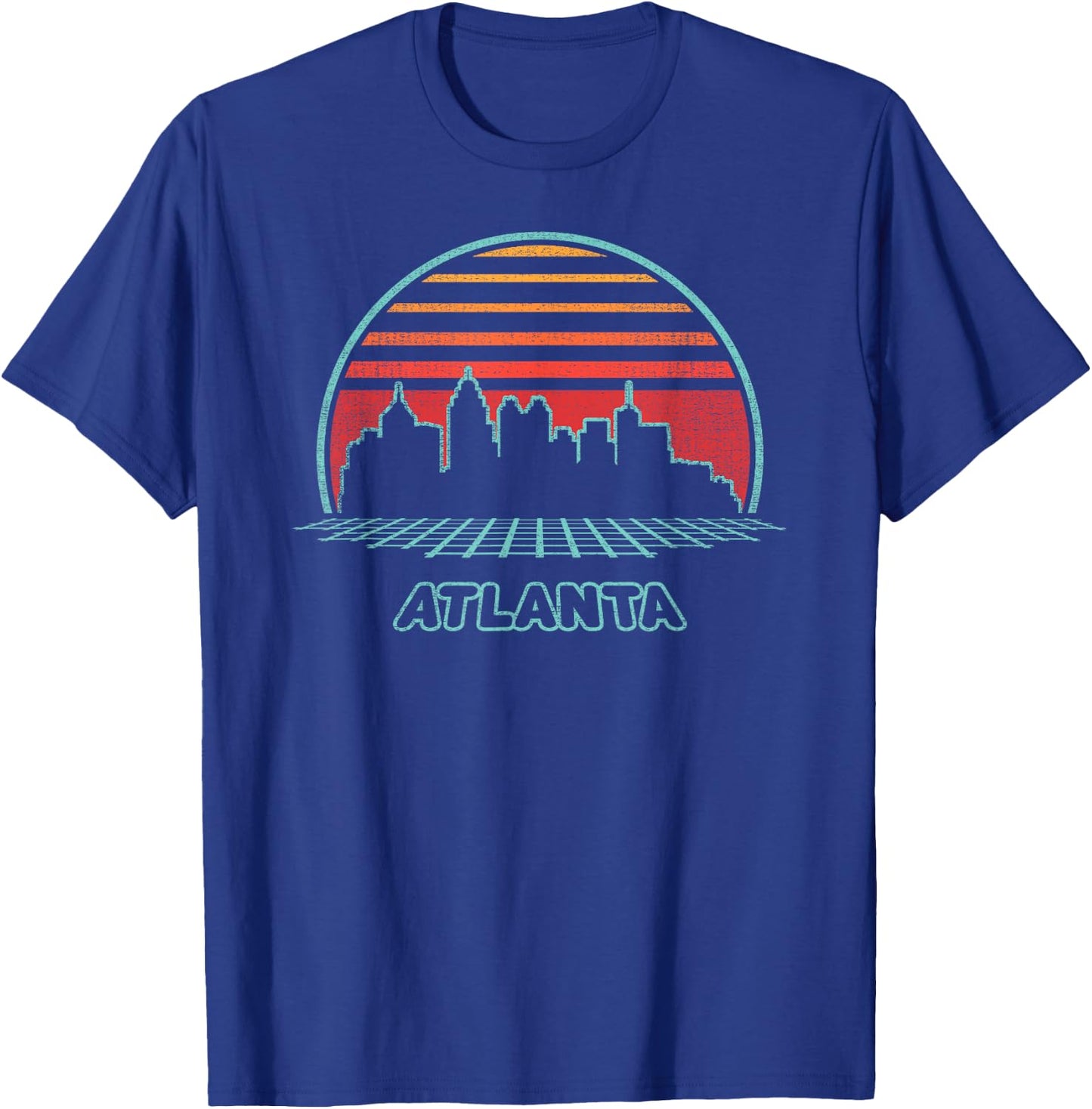 Atlanta City Skyline Retro 80s Style Souvenir Gift T-Shirt - T-Shirt | Royal