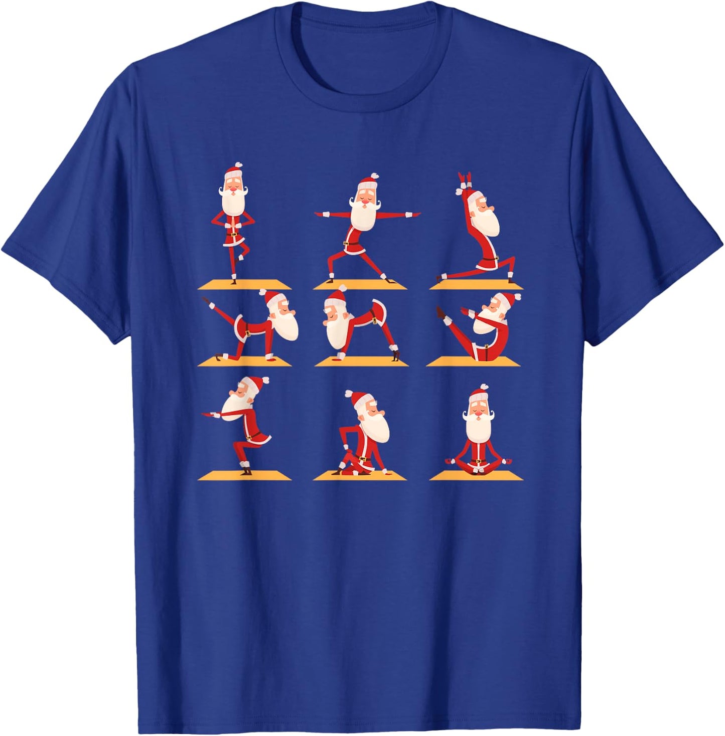 Santa Doing Yoga Exercises Poses Meditation Christmas Yoga T-Shirt - T-Shirt | Royal