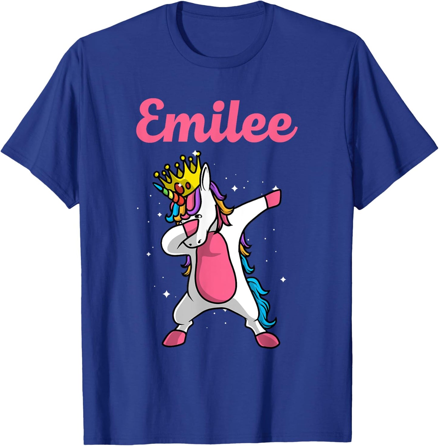 EMILEE Name Personalized Birthday Dabbing Unicorn Queen T-Shirt - T-Shirt | Royal