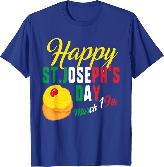 Happy St Josephs Day Jesus Catholic Religious March 19th T-Shirt - T-Shirt | Royal