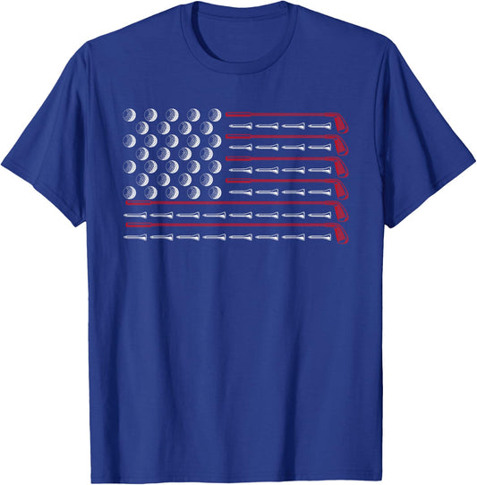 USA Flag Golf Club Sport Gift America Golf T-Shirt - T-Shirt | Royal