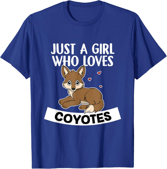 Just A Girl Who Loves Coyotes Cute Wolf Coyote Costume T-Shirt - T-Shirt | Royal