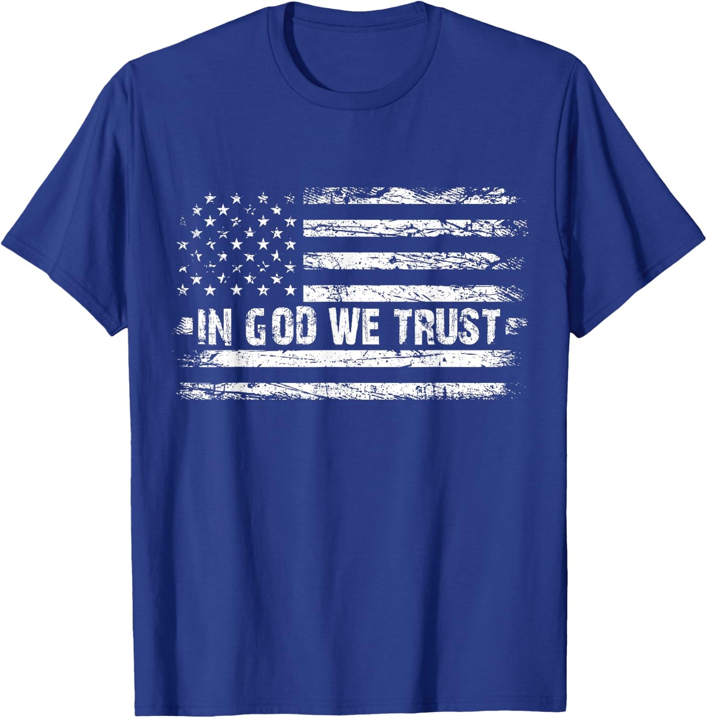 Vintage in God We Trust USA Flag Cross Patriotic Christian Women Men T-Shirt - T-Shirt | Royal