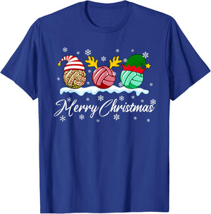 Volleyball Balls Christmas Buffalo Plaid Santa Hat Reindeer T-Shirt - T-Shirt | Royal