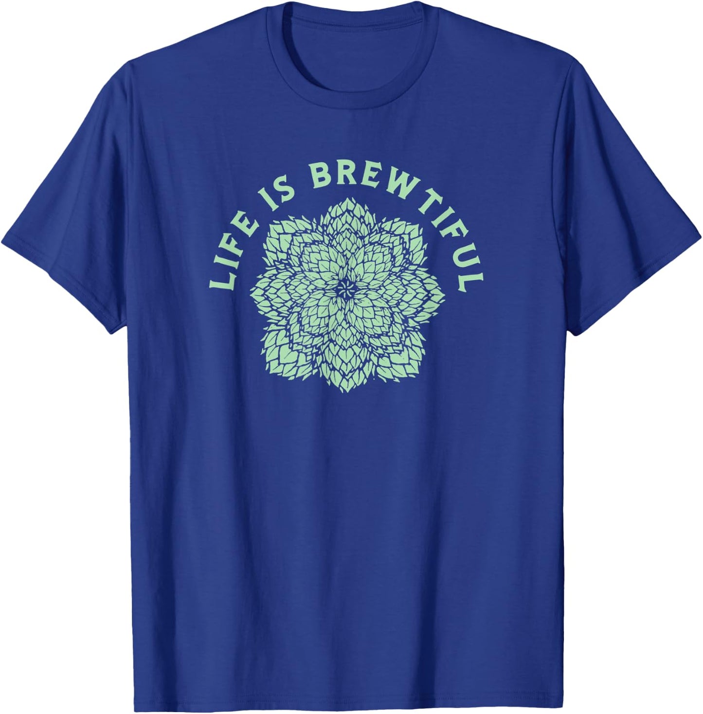Life is Brewtiful - The Hops Mandala Kaleidoscope Beer Fan T-Shirt - T-Shirt | Royal